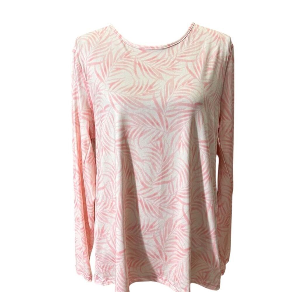 32 Degrees Women's Pink Palm Leaf Rash Guard Swim Top 2XL UPF 50+